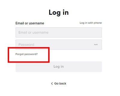 Log in TikTok