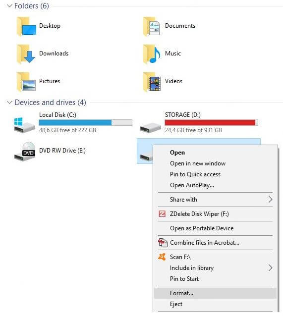 format drive usb