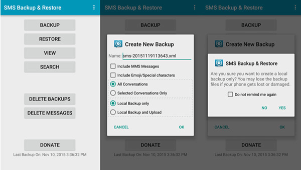 how to use the sms backup and restore app