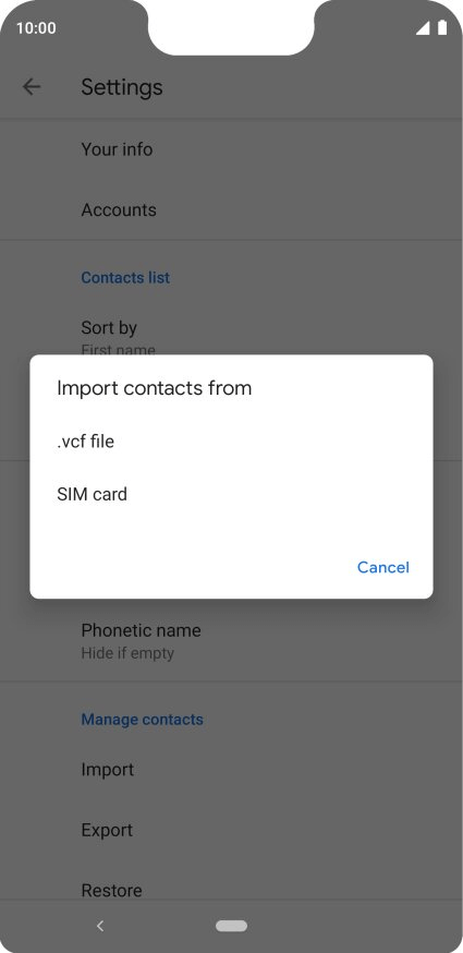 import contacts to google pixel from sim