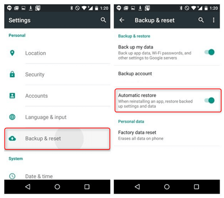 restore deleted app data on android with backup