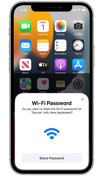 share the wifi password on iPhone