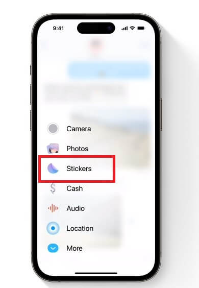 select stickers on  Messages drawer in iOS 17