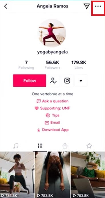 open profile on TikTok