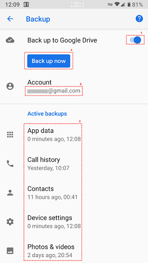 transfer contacts on lg phone via google account