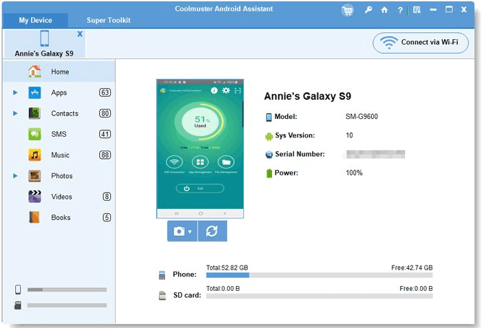 transfer data via coolmuster android assistant