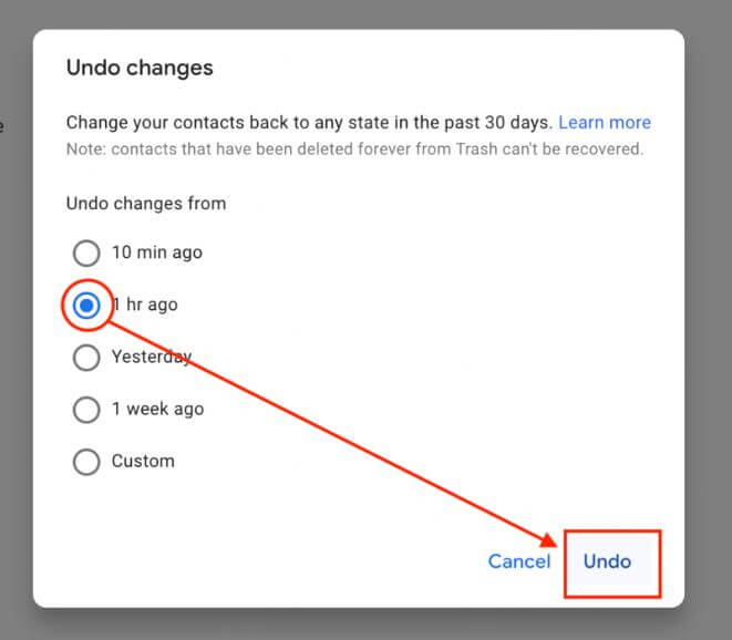 undo changes