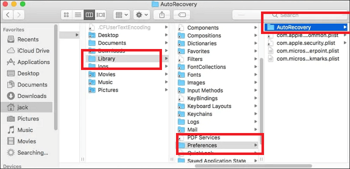 AutoRecover to recover unsaved Word document on Mac