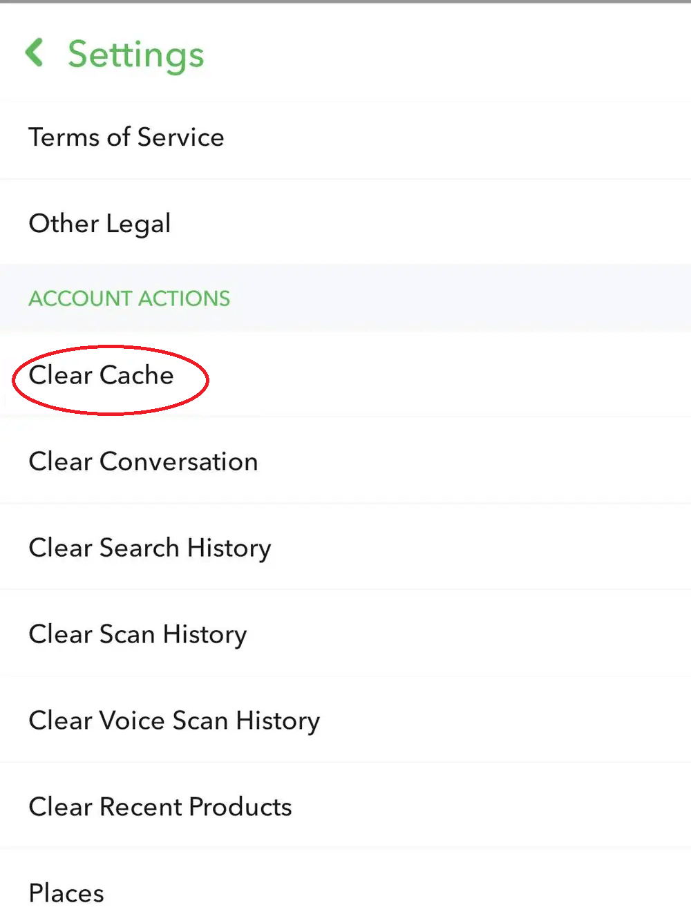 Clear Snapchat's Cache