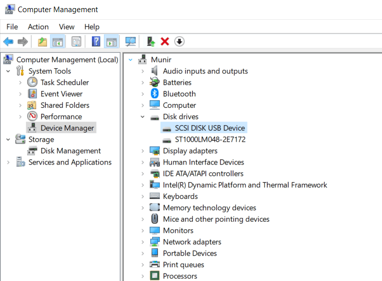 click on device manager