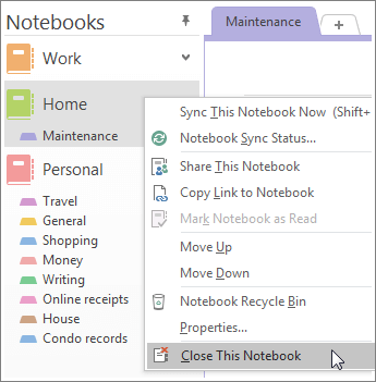 click on the close this NoteBook