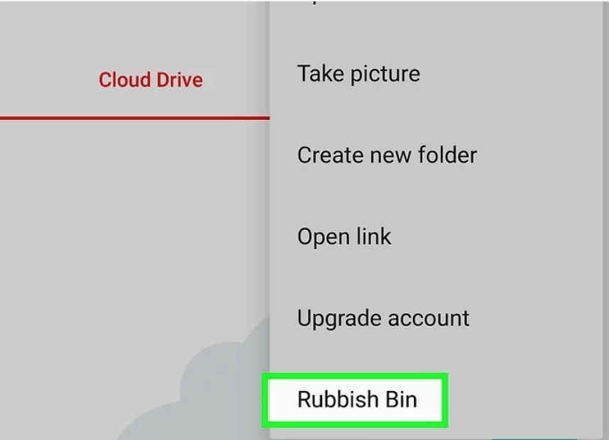 click rubbish bin in Android Mega