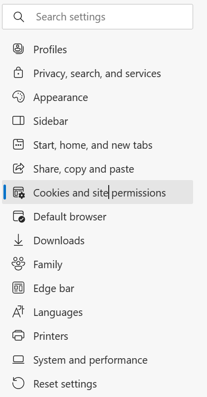 cookies and site permissions