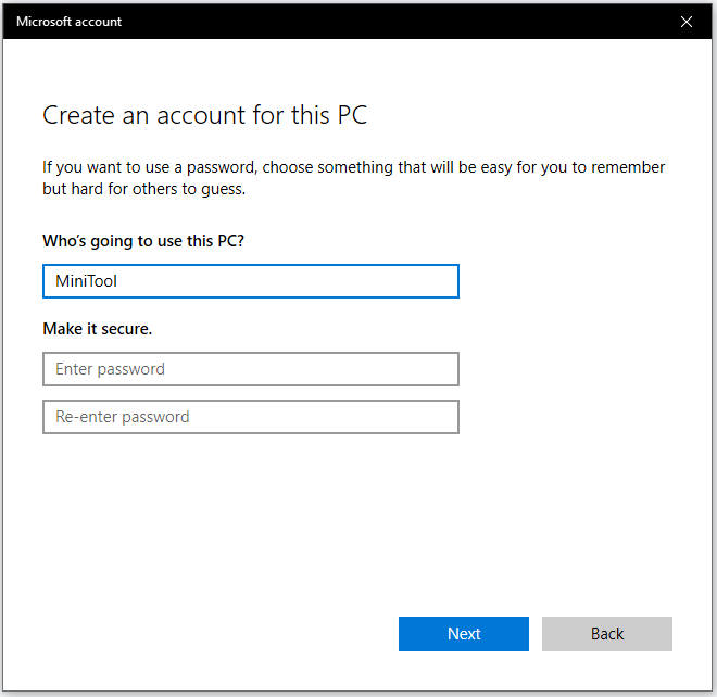 Create a New User Account