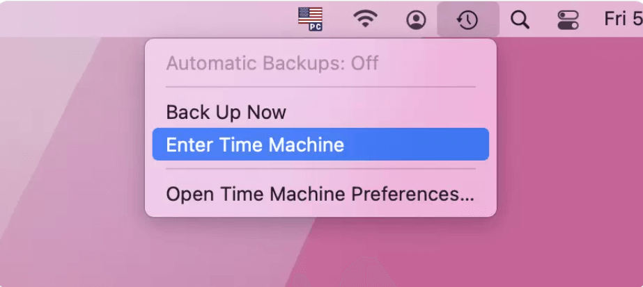 enter time machine