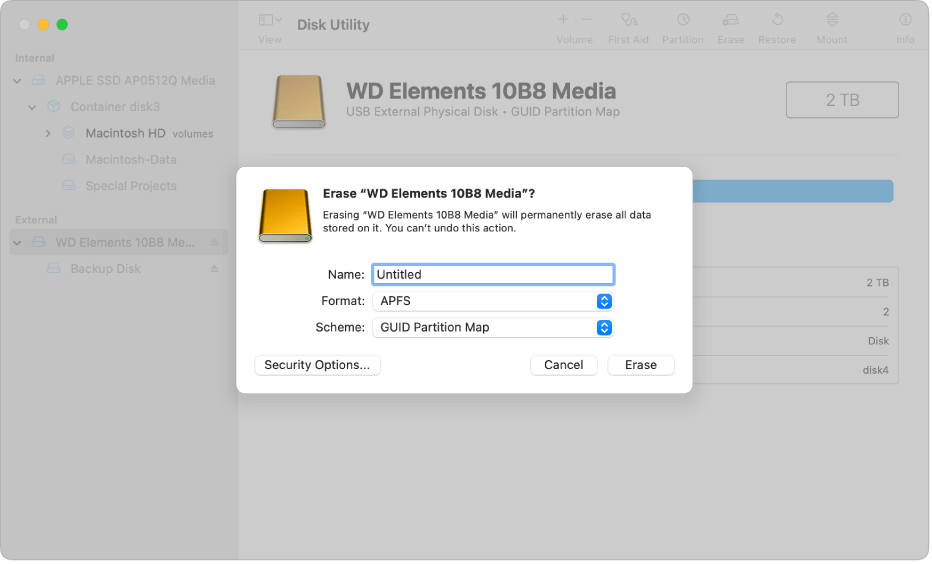 format the external hard drive disk utility