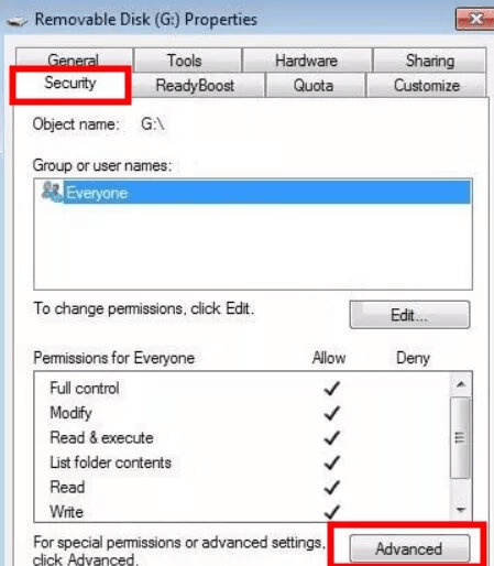 gain permissions to access denied USB drive