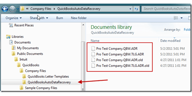 locate the quickbooks auto data recovery file