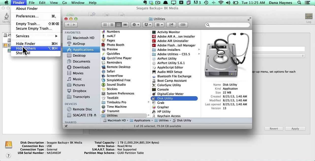Disk Utility on mac