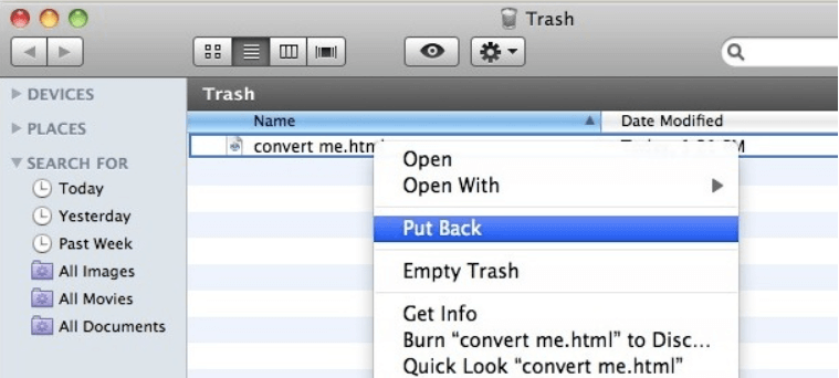Mac trash put back file