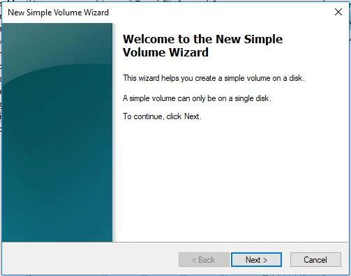 new simple volume wizard