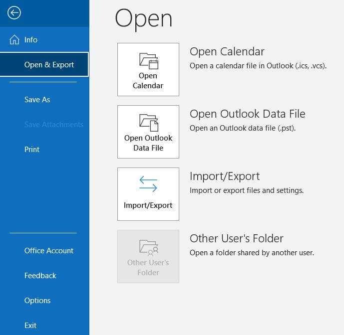 outlook export file