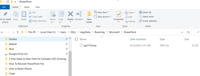 powerpoint temp file location
