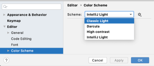 Pycharm color scheme