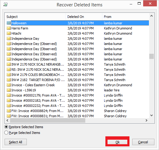 recover deleted items on outlook