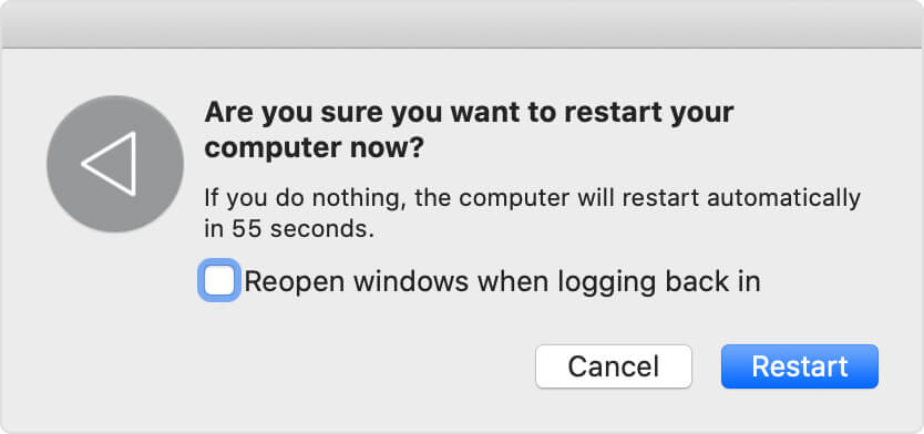 restart the mac