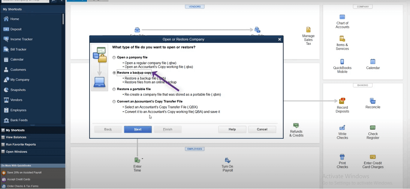 restore a backup