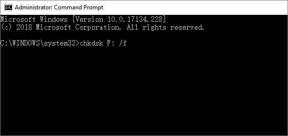 run the command and type chkdsk F