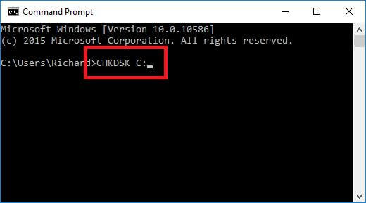 run the command chkdsk