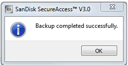 sandisk secureaccess backup successful