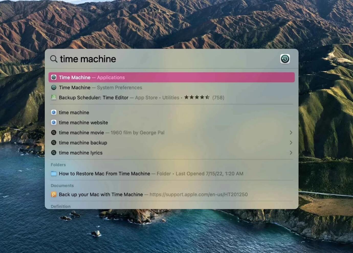 search time machine