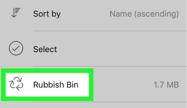 select the rubbish bin