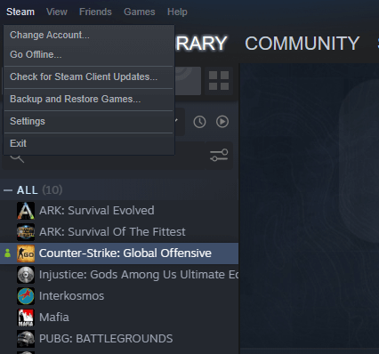 steam select game