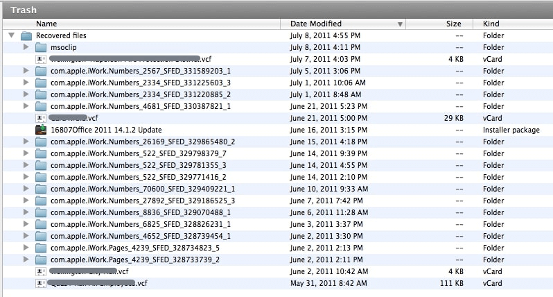 Stop “recovered files” in The Trash mac os x