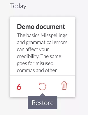 trash folder on grammarly