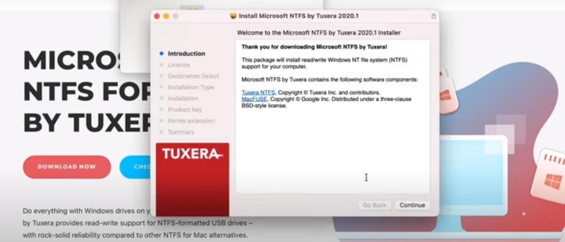 error 1 while launching tuxera ntfs for mac installer package