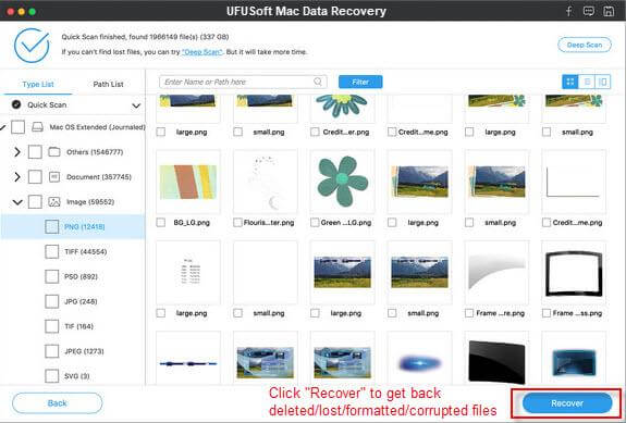 ufusoft click on the recover option