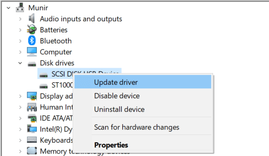 update USB driver