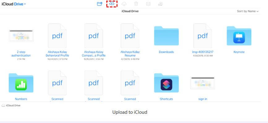 upload excel files to icloud