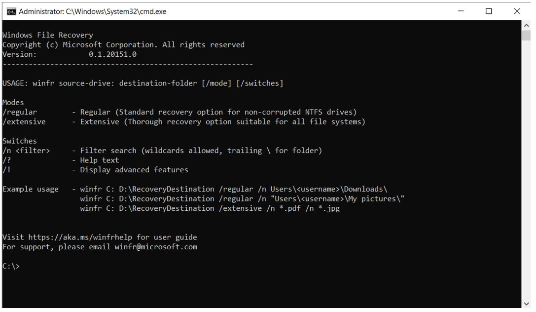 windows file recovery