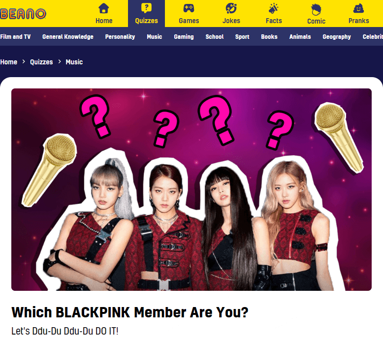 beano blackpink test