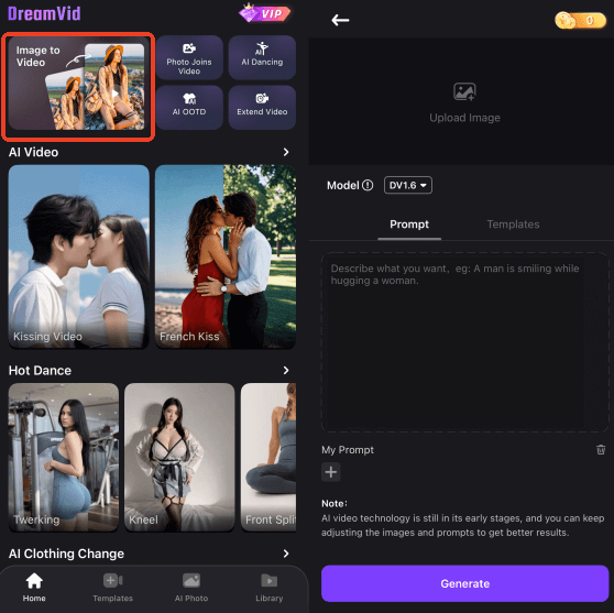 dreamvid image to video generator