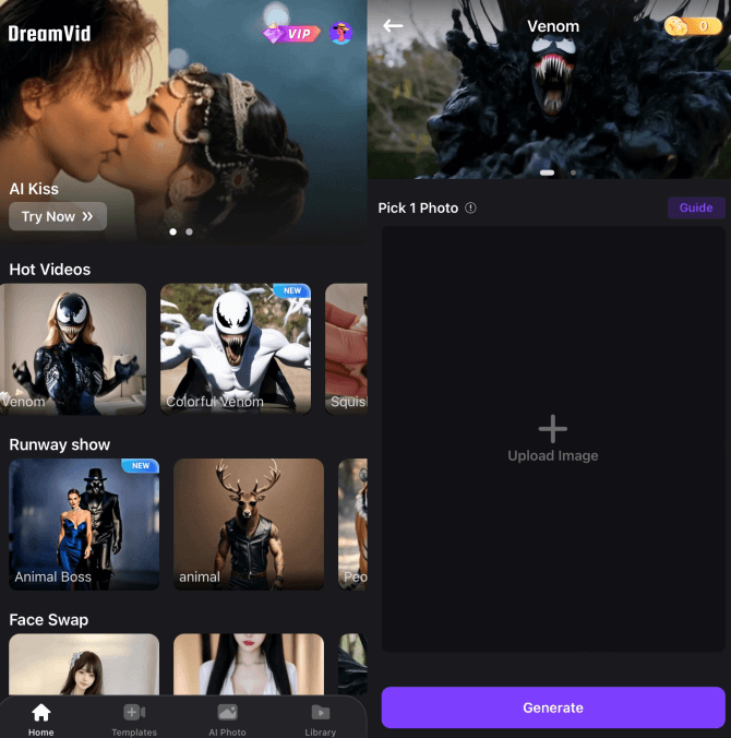 dreamvid - venom filter app