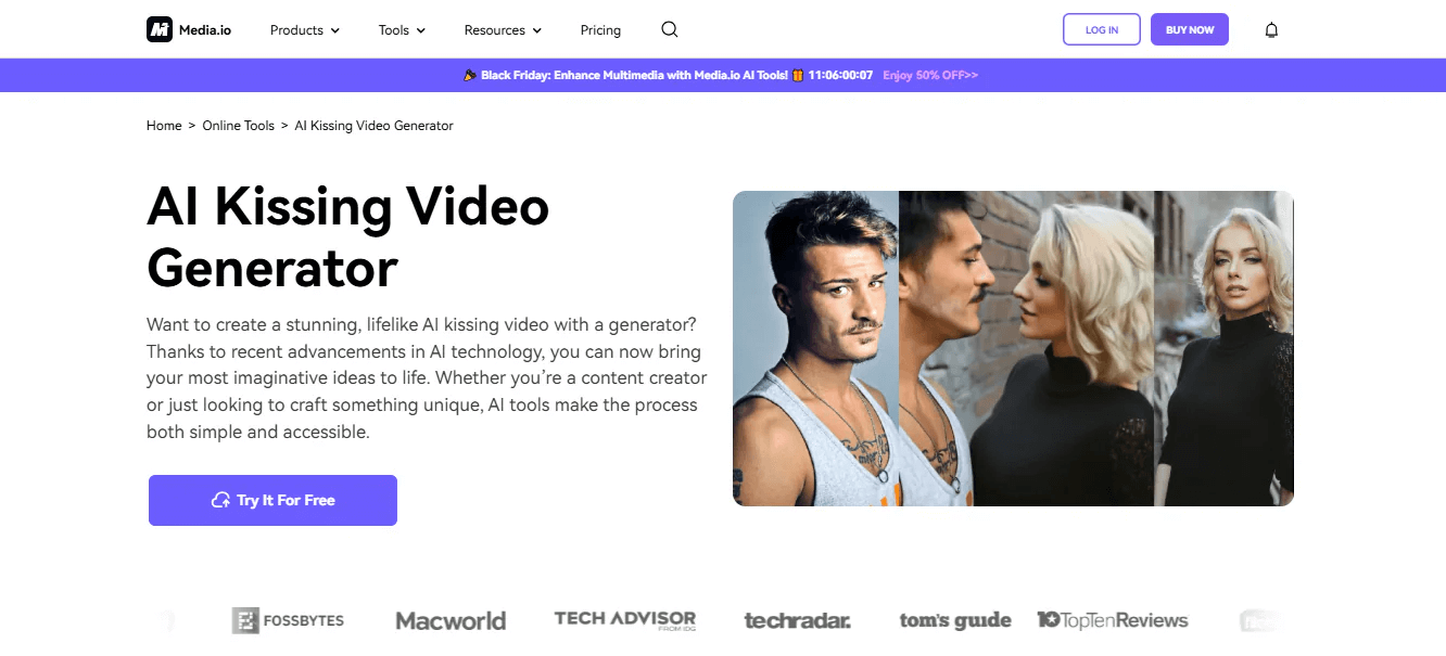 media.io ai kissing video generator