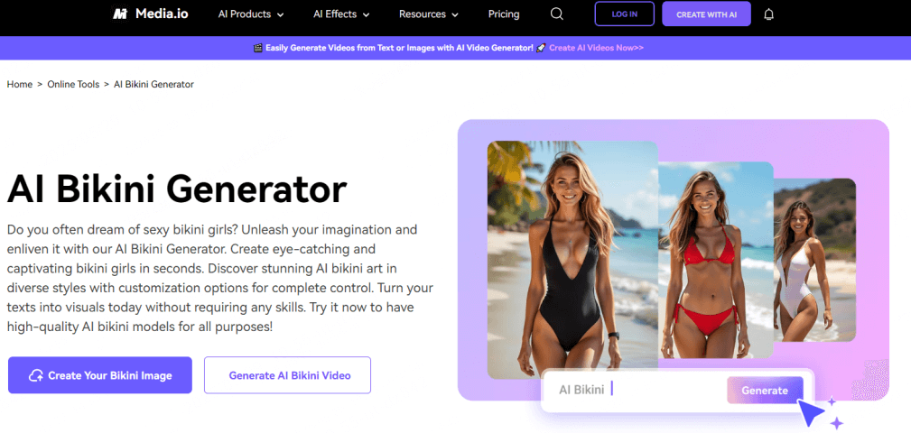media.io ai bikini