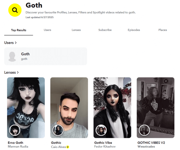 snapchat goth filter